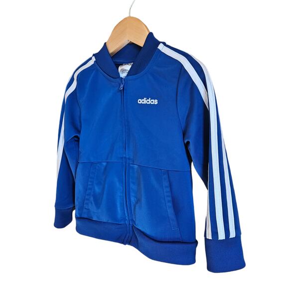 Adidas Boy's Sweatshirt Full Zip Blue White Size 2T - Picture 2 of 5